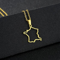 Stainless steel French filigree smooth pendant necklace, suitable for both men and women, versatile ethnic style collar chain