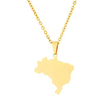 2024 new fashion stainless steel glossy Brazil map pendant necklace temperament everything collarbone chain birthday anniversary