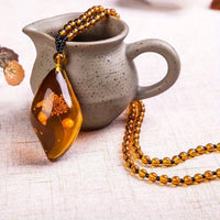 1pcs Amber Flotation Brine Beeswax Bead Necklace Honey Brazilian Amber Necklace Endant Handmade Ethnic Style Pendant Ornament