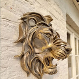 Large Lion Head Wall Mounted Art Sculpture Gold Resin Lion Head Art Wall Luxury Decor Kitchen Wall Bedroom
