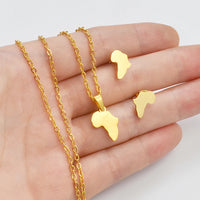 Anniyo Small Map of Africa Jewelry Sets 1.2CM Earrings and 1.6CM Pendant African Wedding Accessories #320001