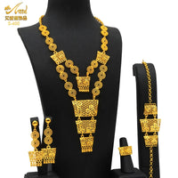 ANIID New Indian 24K Gold Color Long Necklace Set Nigerian Party Bridal Wedding Ethiopian Luxury Dubai Jewelry Wholesale Gifts