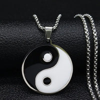 2024 Fashion Yin and Yang Gossip Taiji Stainless Steel Necklaces for Women/Men Statement Necklace Jewelry bisuteria N8476S03