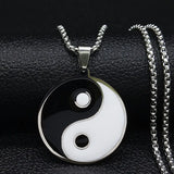 2024 Fashion Yin and Yang Gossip Taiji Stainless Steel Necklaces for Women/Men Statement Necklace Jewelry bisuteria N8476S03