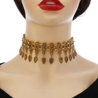 New Fashion Ethnic Style Retro Antique Alloy Carved Rhinestone Women's Neck Chain Choker Necklace Indian Jewelry