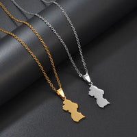 Anniyo 2.5CM Guyana Map Charms Pendant Necklaces For Women Girls Stainless Steel Jewelry #004162
