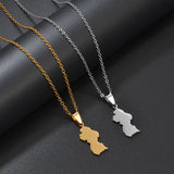 Anniyo 2.5CM Guyana Map Charms Pendant Necklaces For Women Girls Stainless Steel Jewelry #004162