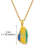 Anniyo Gold Color ST. Vincent Map Pendant Water Wave Chain Necklaces Saint Vincent Maps Lesser Antille Jewelry #098421