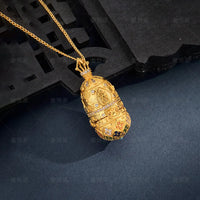 9999 24K real gold flowers blooming see the Buddha Gawu box necklace pendant Amitabha Buddha Guanyin gold jewelry men and women