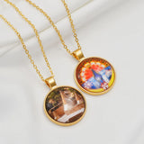 Anniyo Yezidi Lalish Glass Pendant Necklaces Holiest Temple of the Yazidis for Women Men Girls #D0047