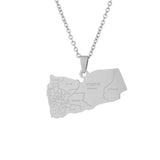 2024 New fashion stainless steel Yemen map and City necklace for men and women geometric titanium steel pendant ethnic style cla