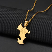 Anniyo Mayotte With Heart Flag Hippocampus Map Pendant Necklaces for Women Girls France Jewelry #012962