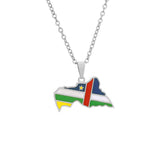 2024 New fashion stainless steel Central African Republic map with flag necklace for women and men couples ethnic style accessor