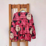 2024 New Autumn And Winter Fashionable And Cute Christmas All-over Printed Round Neck Mink Fur Printed Sweater