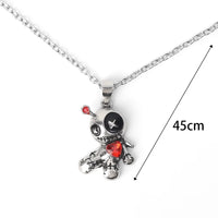 Gothic Creative Funny Voodoo Doll Red Heart Pendant Earrings Necklcae Punk Cartoon Holiday Decoration Accessories Halloween Gift