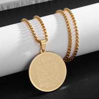 Exquisite Stainless Steel Islamic Muslim Calligraphy Arabic Pendant Necklace Men Women Religious Jewelry Accessories