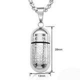 Vintage Stainless Steel Essential Oil Bottle Pendants Urn Wishing Bottle Necklace Religious Amulet Couple Party Jewelry