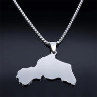 Kurdistan Region Map Necklace for Women Men Chains Stainless Steel Kurdish Flag Map Pendants Necklace Jewelry Collar N6212S01