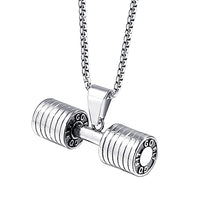 FIREBROS 2025 New Stainless Steel Vintage Gym Fitness Dumbbel Pendant Necklace Men Women Hiphop Rock Jewelry Gift Dropshipping