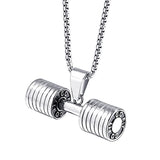 FIREBROS 2025 New Stainless Steel Vintage Gym Fitness Dumbbel Pendant Necklace Men Women Hiphop Rock Jewelry Gift Dropshipping