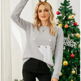 New Design 2025 Winter Women's Christmas Sweaters Full Sleeve O Neck Casual Loose Knitwear Cartoon Print Cute Jumpers Xmas Look