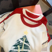 Christma Tree Knit Sweater Pullover Women Fashion Loose Casual Ladies Tops 2023 Winter Long Sleeve O-neck Knitwear Jumpers