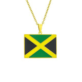 2024 New fashion stainless steel Jamaican flag necklace for women and men couples ethnic style accessory collarbone chain annive