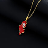 Stainless steel Tunisian map necklace couple style famous style pop personality Dripping titanium steel collarbone chain accesso