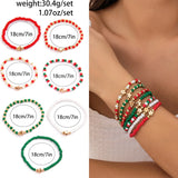 5pcs/set Cute Christmas Series Snowflake Tree Pendant Crystal Bracelet Women CCB Beads Adjustable Thread Rope Bracelet