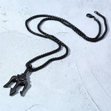 Stainless Steel Trident Pendant Necklace For Men Hip Hop Punk Style Boy Gifts Gold Color 60mm Chain Fahion Jewelry Wholesale