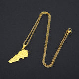 2024 New fashion stainless steel Lebanon map necklace for women and men couples ethnic style accessory collarbone chain annivers