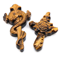 Natural Stone Tiger Eye Carving Pendant Charms For Jewelry Making Accessories DIY Cross Necklace Jewelry Pendants Findings Gift