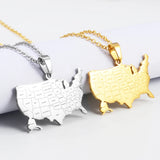 Anniyo American Map With State Name Pendant and Necklaces for Women Girls United States Map Jewelry USA #317301