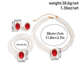 DIEZI Punk Multi layer Round Imitation Pearl Beads Necklace Earrings Bracelet Vintage Jewelry Sets Party Gift 2023 New Jewelry