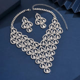 3PC Women's Fashion Zircon Geometric Necklace Earrings Jewelry Set Simple and Versatile Wedding Party Festival Gift-8571