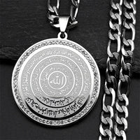 Allah Quran Arabic Letter Rhinestones Necklaces Women Men Stainless Steel Gold Color Islam Muslim Necklace Men Chains Jewelry