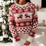 Winter 2025 Women's Christmas Sweater Soft Cute Xmas Look Knitwear Long Sleeve O Neck Jumpers Top Streetwear Y2K Style Pullovers