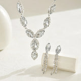 3 Pieces of Wedding Season Women's Claw Chain Series Crystal Earrings Necklace Jewelry Set Banquet Party Holiday Gift-8177