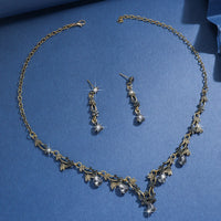 1 Set Of Fashionable Copper Inlaid Claw Chain Necklace, Earrings, Jewelry Set, Women's Wedding Banquet Party Daily Necessities