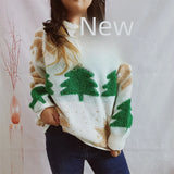 Women's Jacquard Round Neck Long Sleeve Thickened Knit Pullover Christmas Tree Design Autumn/winter New Style Sweater