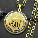Catholic Saint Benedict Pendant Necklace for Women Men Stainless Steel Gold Color Rhinestone Religion Male Chain Jewelry