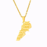 2024 New fashion stainless steel Lebanon map necklace for women and men couples ethnic style accessory collarbone chain annivers
