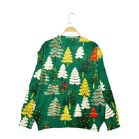 Autumn and winter new fashion casual pullover long-sleeve women's shirt Christmas tree pattern flat digital printing fashion wom