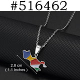 Anniyo Seychelles Mahe and Praslin Island Map Flag Coco De Mer Pendant Necklaces for Women Stainless Steel Jewelry #516462