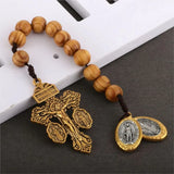 Catholic St Benedict Medal Lady Milagrosa Crucifix Cross One Decade Wooden Beads Pocket Rosary Prayer Rosaries Handmade Gift