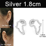 Anniyo Mini Africa Map Stud Earrings Silver Color/Black/Gold African Earrings Small Ornaments Traditional Ethnic  @148121