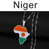 Anniyo 3CM Hip-hop Africa Map Pendant Necklace Jewelry Eritrea,Gambia,Guinea,Congo,Tunisia,Benin,Libay,Namibia,Chad,Botswana