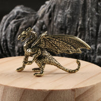 Solid Brass pterosaur Dragon Small Statue Desktop Ornament Chinese Mythical Beast Figurines Retro Home Feng Shui Decoration