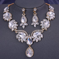 Fashion Crystal Necklaces Multiple Colors Rhinestone Choker Necklaces earrings set for Women Bridal Weddings Jewelry Party