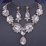 Fashion Crystal Necklaces Multiple Colors Rhinestone Choker Necklaces earrings set for Women Bridal Weddings Jewelry Party